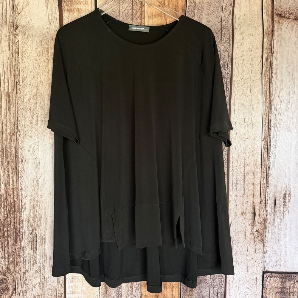 Alembika Layered Asymmetrical Tunic Top‎ Lagenlook Layer Black Avant Garde Small